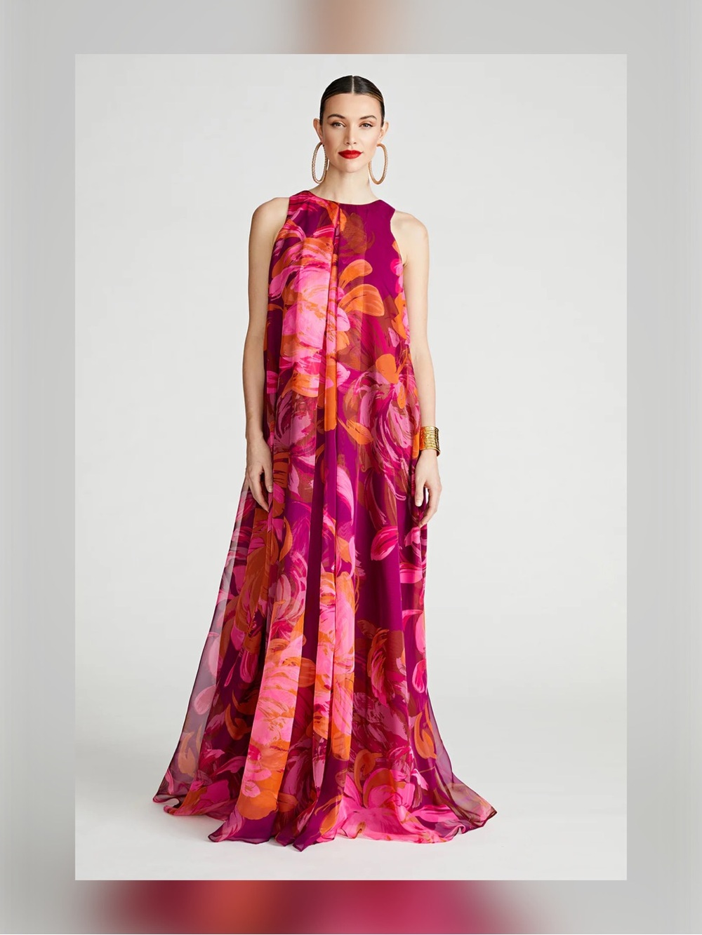 HALSTON Moira Gown In Printed Chiffon - Picture 5 of 8